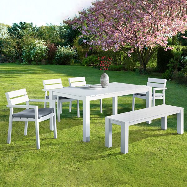 outdoor dining table bench