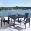 Extendable outdoor dining table and chairs set