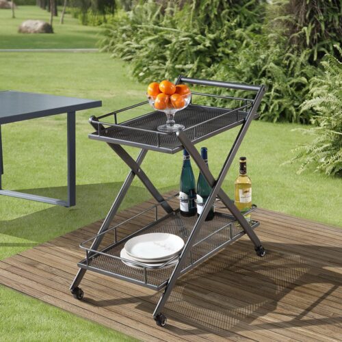 outdoor serving cart on wheels