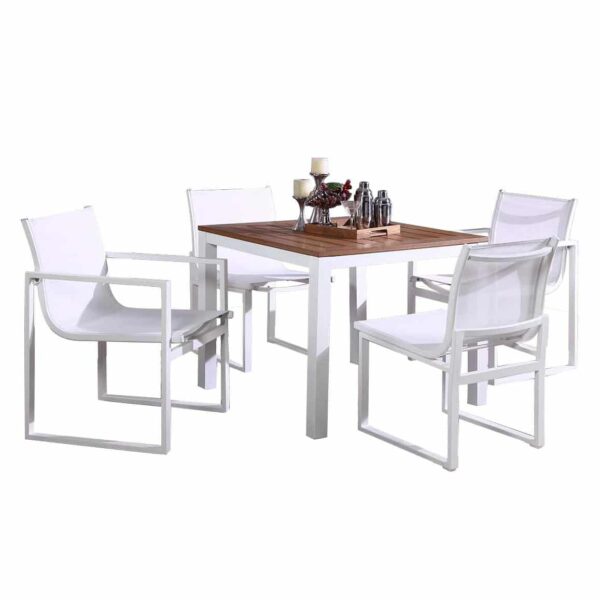 white outdoor dining table