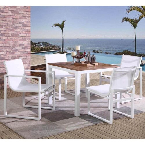 white outdoor dining table