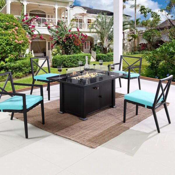 rectangle fire pit dining table