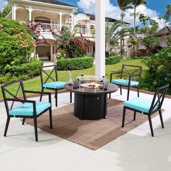 outdoor round natural gas fire pit set