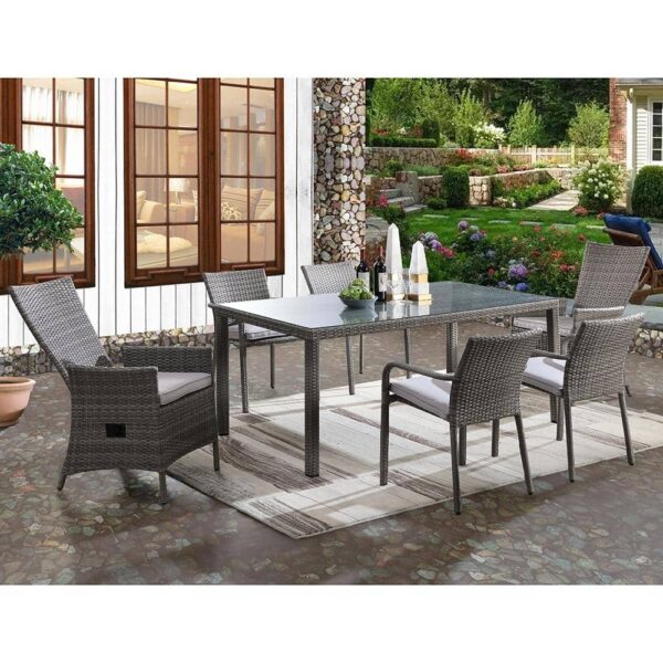 Wholesale glass top outdoor wicker dining set