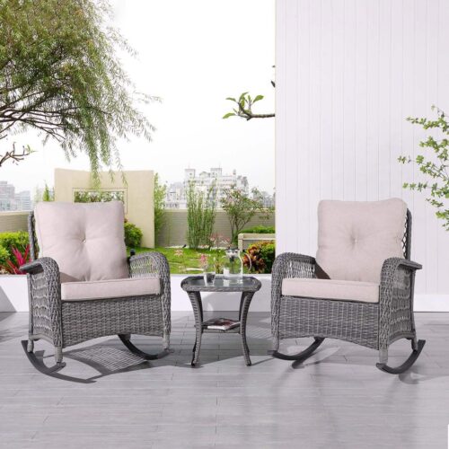 outdoor rocking chair set with table