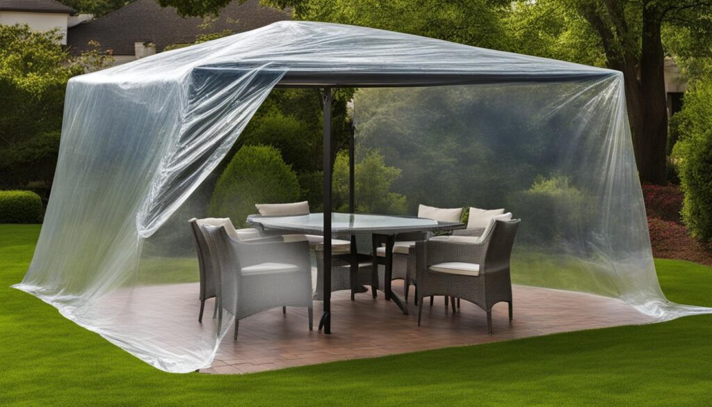 protecting outdoor furniture with shrink wrap