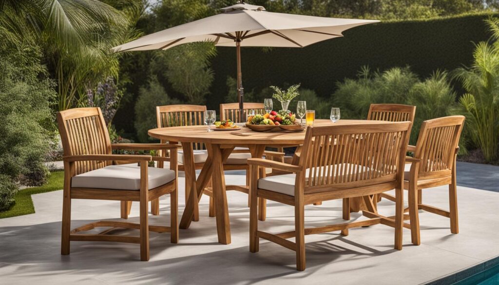 Acacia wood outdoor dining set