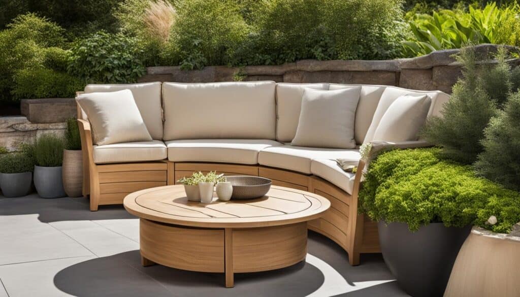 small curved outdoor sofa