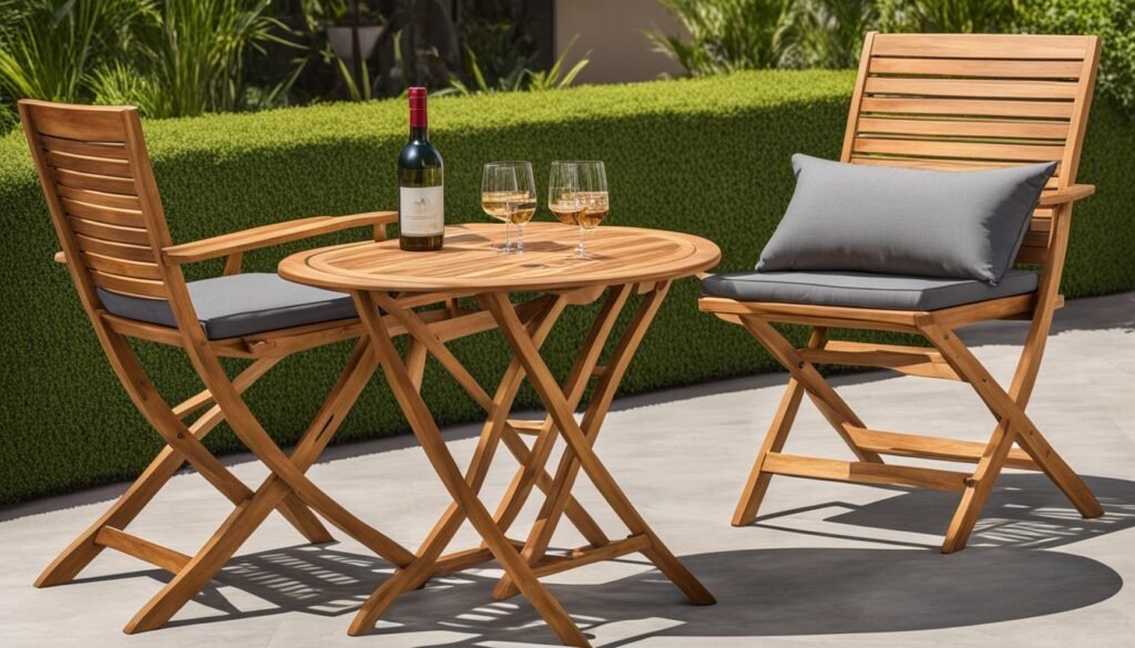 Portable chairs in acacia bistro set Portable chairs in acacia bistro set