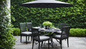 bistro set with umbrella