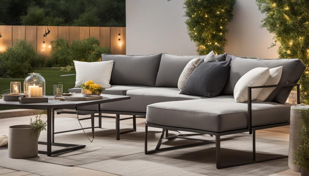 metal outdoor sofa with cushions
