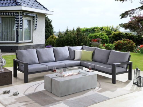 outdoor sofa set with fire pit