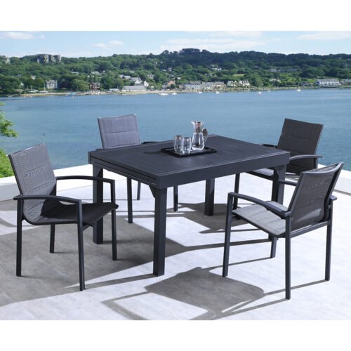 Extendable outdoor dining table set