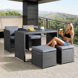 wicker outdoor table set